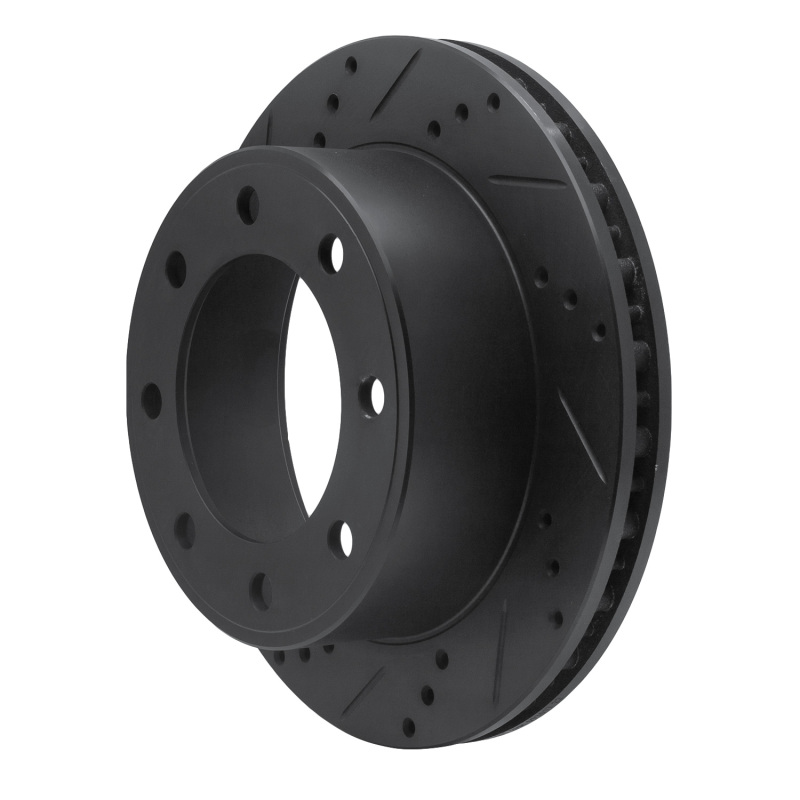 Ford F-250 Super Duty Brake Rotor (1) - Rear Left - R1 Concepts - Drilled & Slotted - Black - `99-`05